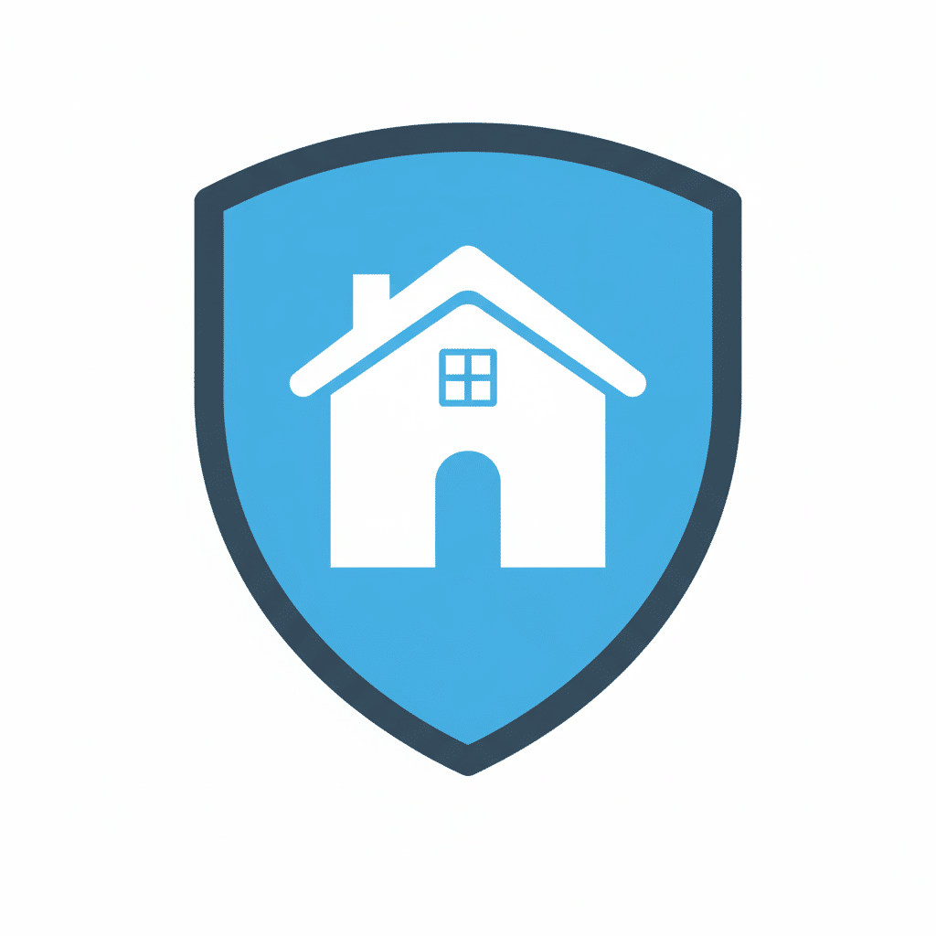 Icono de escudo sobre una casa, demostrando cómo el vapor para chinches es efectivo para mantener un hogar seguro.
